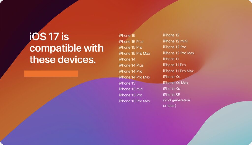 ios 17 supported devices list