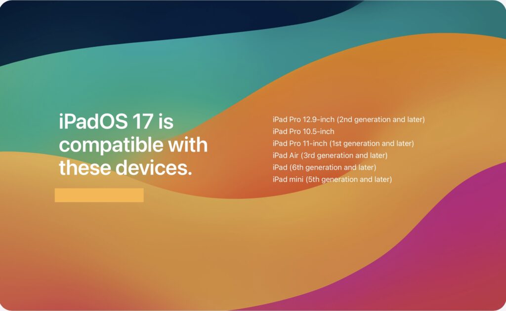 iPadOS 17 Supported Devices