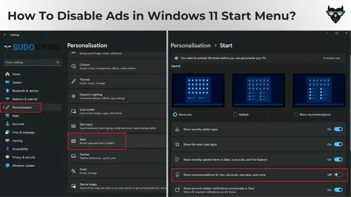 how to disable or remove Ads in Windows 11 Start Menu?, disable Start menu recommendations